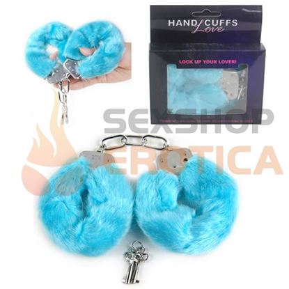 Esposas de peluche color celeste